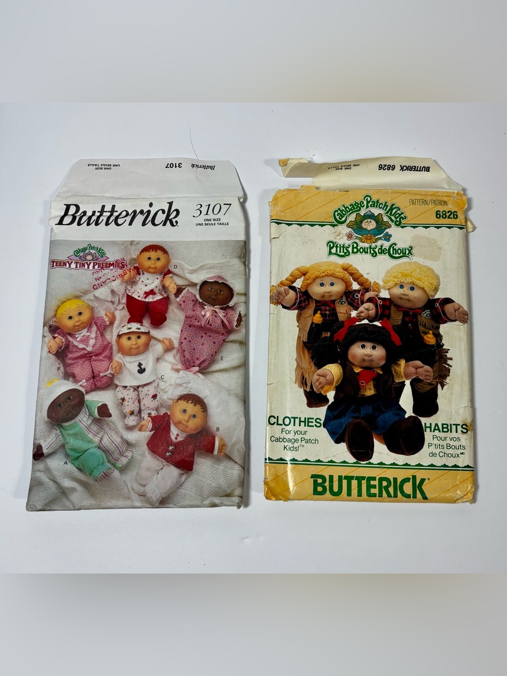 Butterick Cabbage Patch Doll Clothes Sewing Patterns - White, Yellow, Green